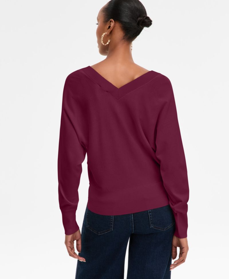 Women's Double V-Neck Dolman Sweater