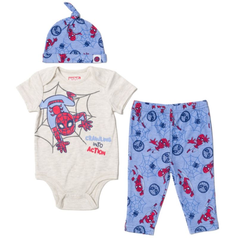 Baby Boys Bodysuit Pants and Hat 3 Piece Outfit Set