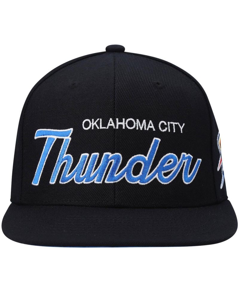 Men's Black Oklahoma City Thunder Hardwood Classics Script 2.0 Snapback Hat