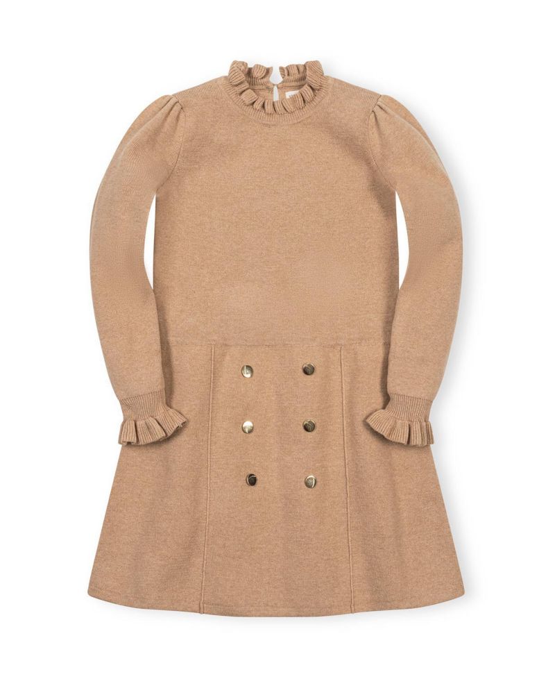 Big Girls (6-12) Organic Mock Neck Ruffle Edge Sweater Dress