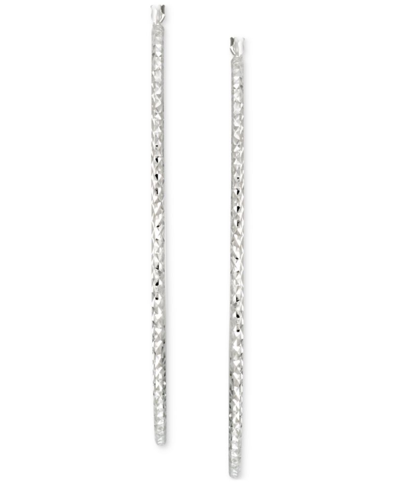 Diamond-Cut Oval Hoop Earrings in 14k Gold Vermeil, 2-3/4" (Also in Sterling Silver)