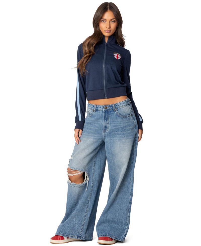 Women's Distressed Low Rise Baggy Jeans