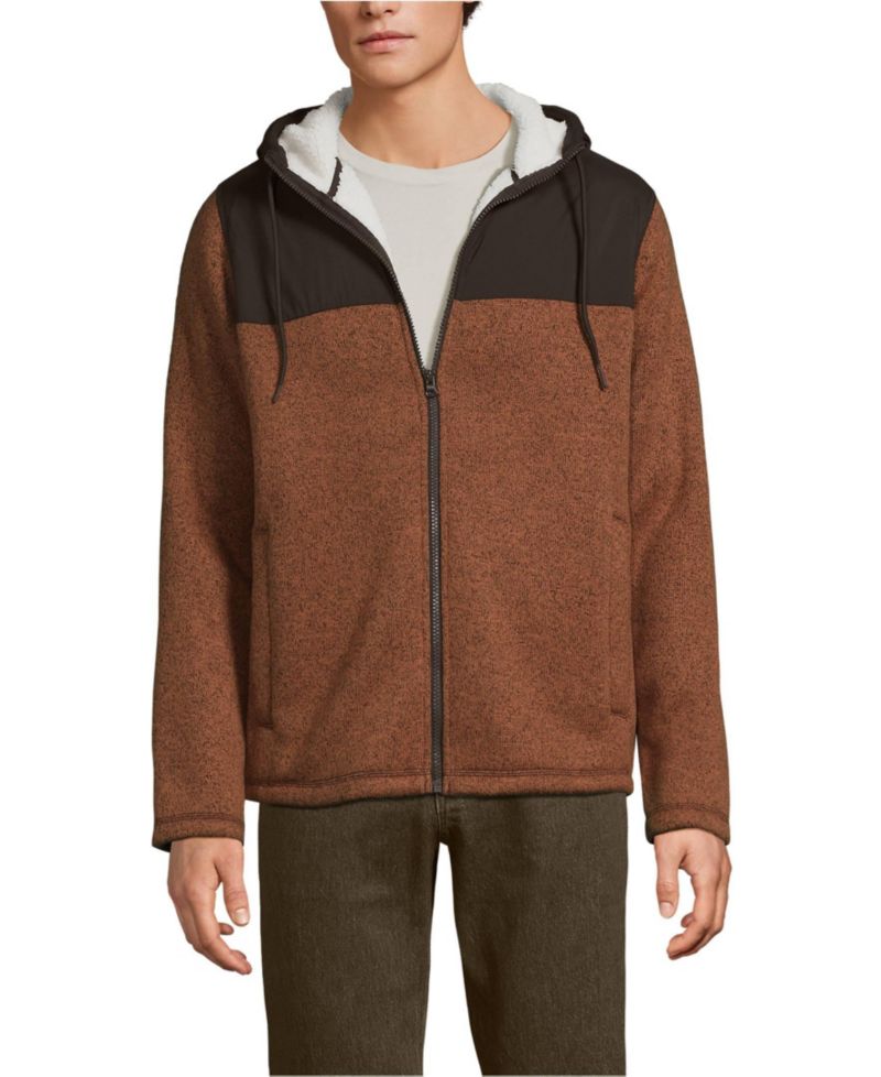 Men's Sweater Fleece Mixed Media Full Zip Jacket