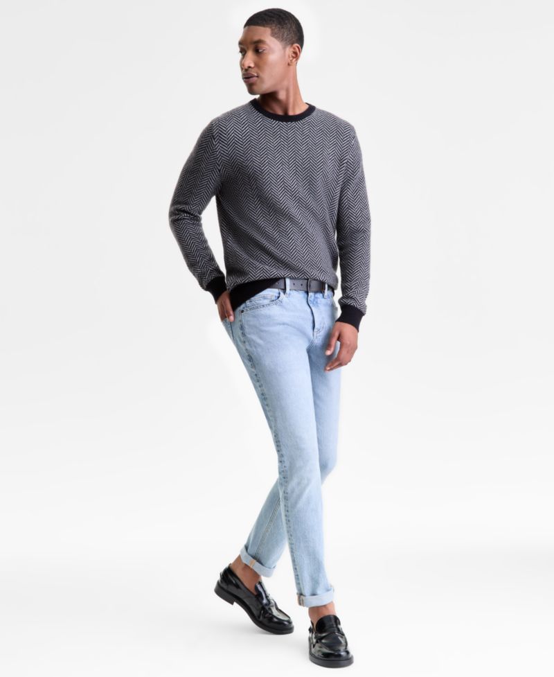 Men's Regular-Fit Herringbone 100% Cashmere Sweater