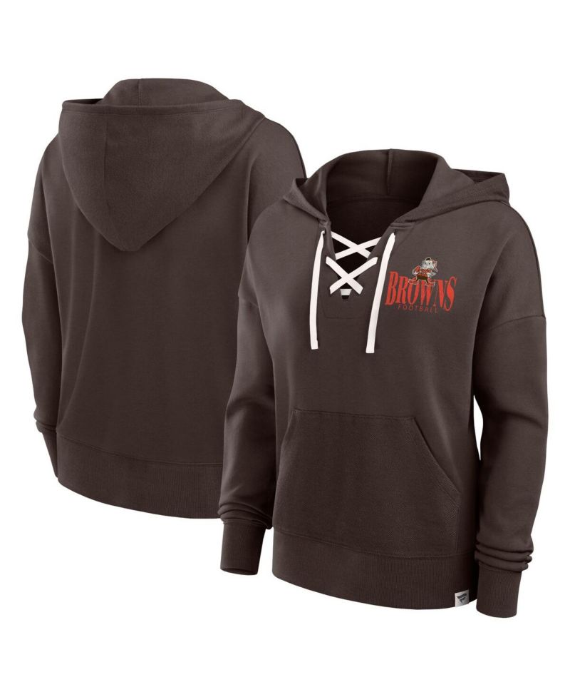 Women's Brown Cleveland Browns Blitz Left Lace-Up Pullover Hoodie