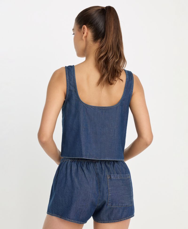 Women's Denim Button-Front Tank Top, Regular & Plus Size
