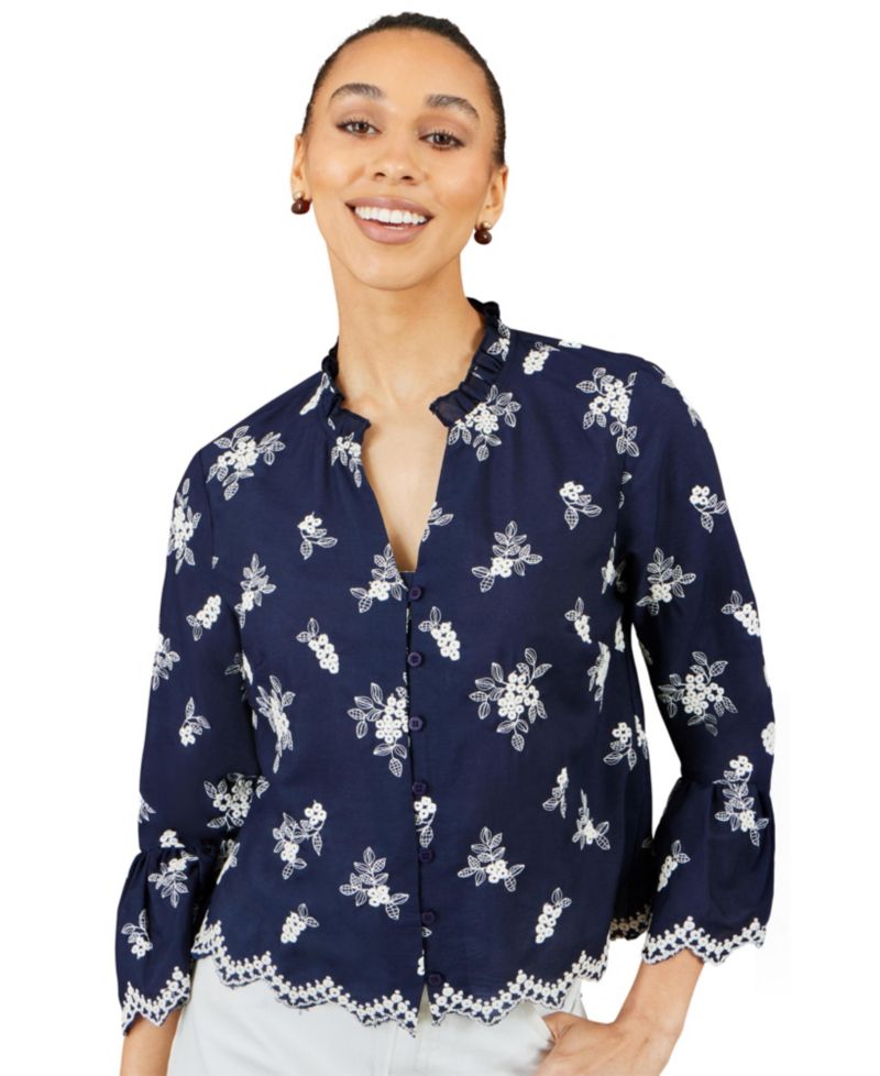 Women's Fluted Sleeves V-Neck Shirt