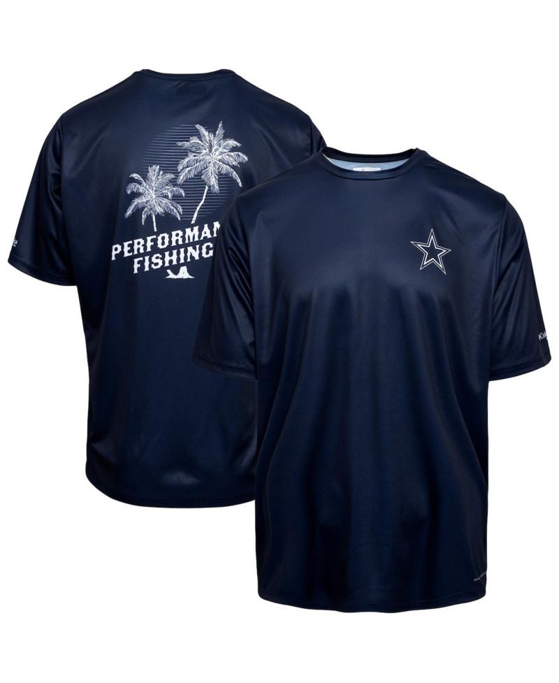 Men's Navy Dallas Cowboys Terminal Tackle Performance Fishing Omni-Shade T-Shirt