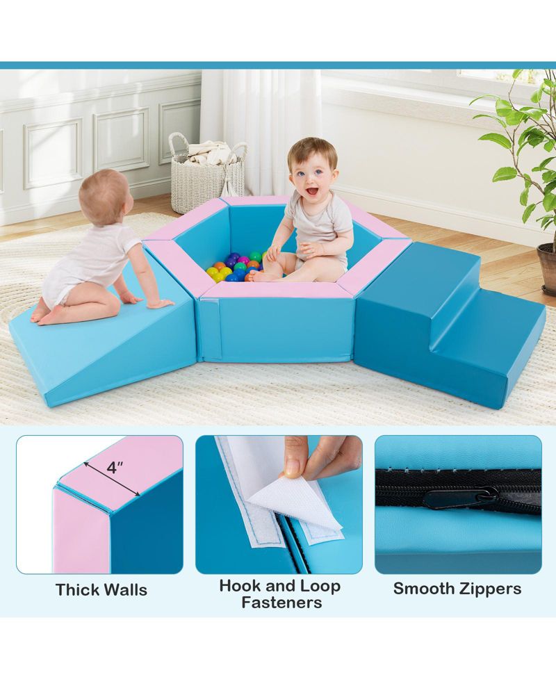 3-Piece Baby Foam Climbing Blocks Set with 100 Ocean Balls