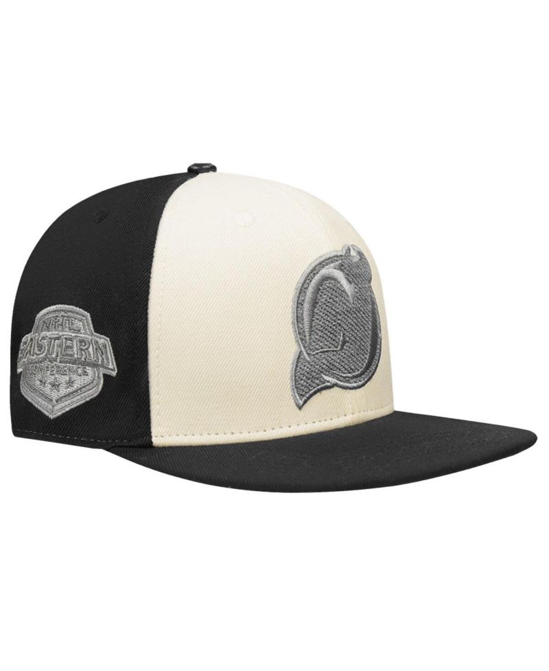 Men's Cream/Black New Jersey Devils French Terry Snapback Hat