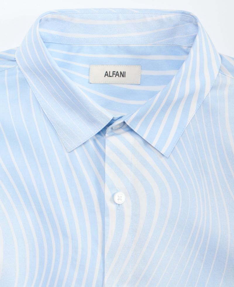 Men's Cotton Fluid Swirl Stripes Long-Sleeve Shirt