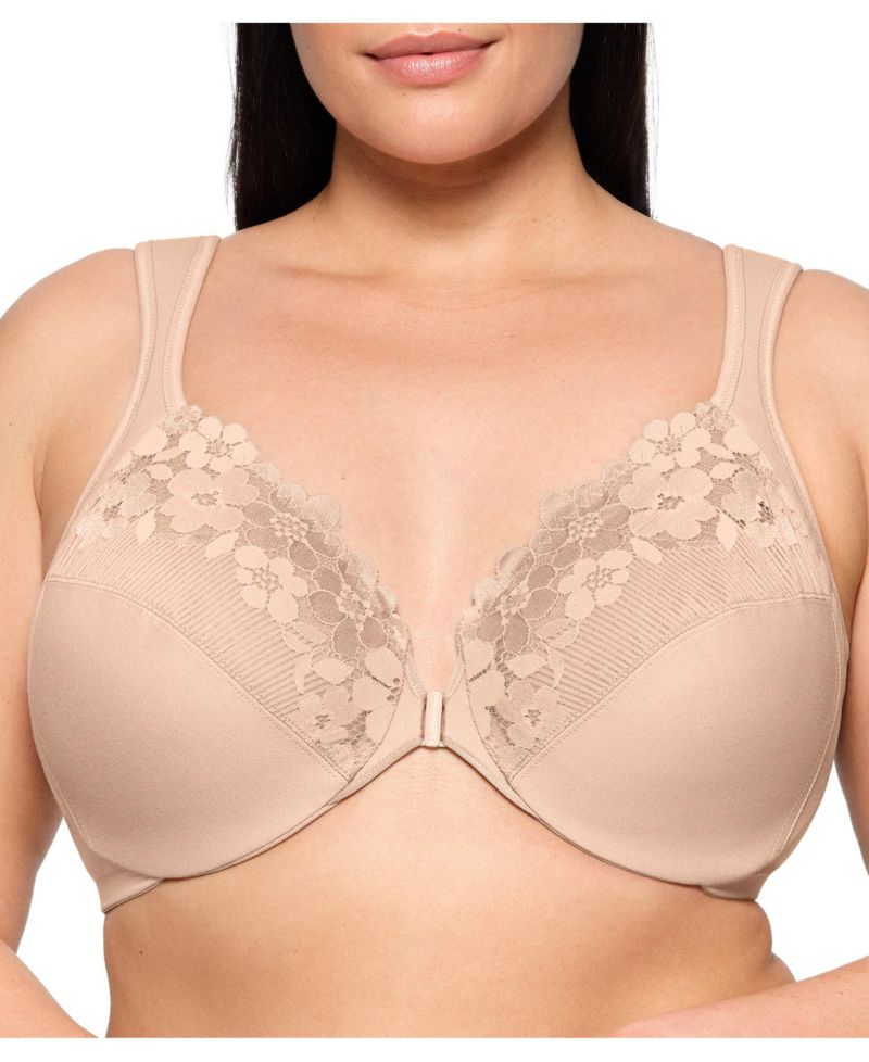 Plus Size Front-Closure Cotton Wonder Underwire Bra #1241