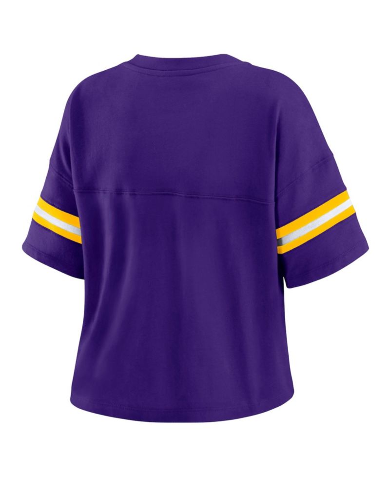 Women's Purple Los Angeles Lakers Plus Size Color Block Boxy V-Neck T-Shirt