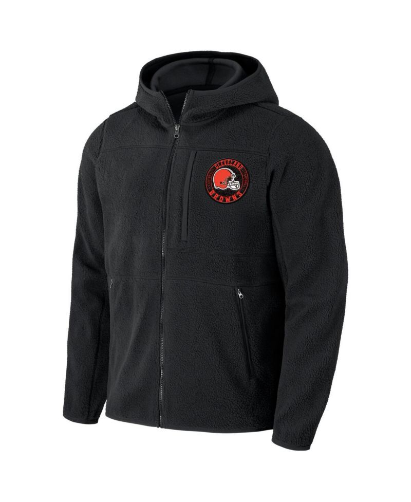 Men's NFL x Darius Rucker Collection by Black Cleveland Browns Sherpa Full-Zip Hoodie