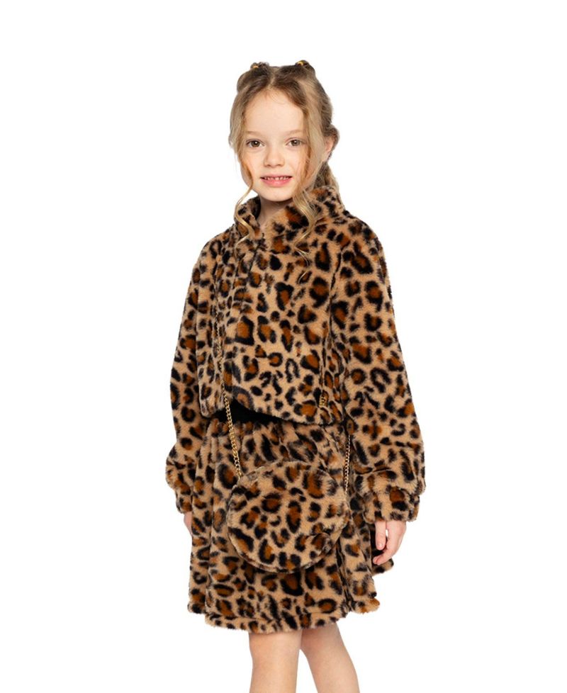 Big Girls Faux Fur Skirt Leopard Print Skirts