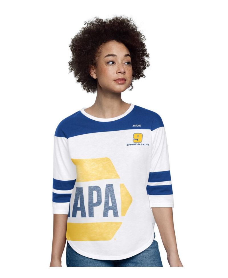 Women's White Chase Elliott Grand Slam 3/4-Sleeve T-Shirt