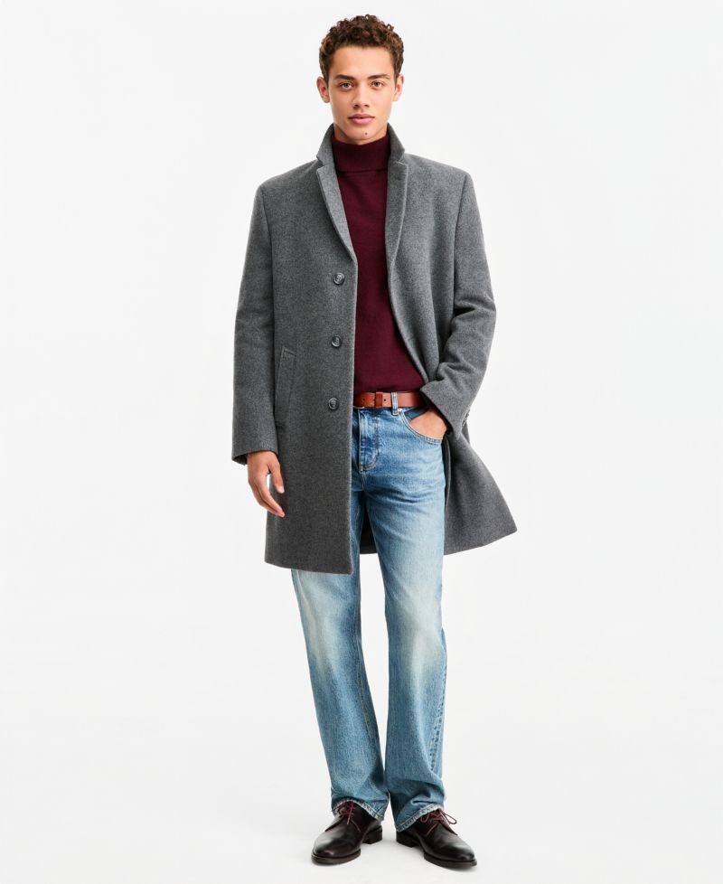 Men's Barge Classic Fit Wool/Cashmere Blend Solid Overcoat