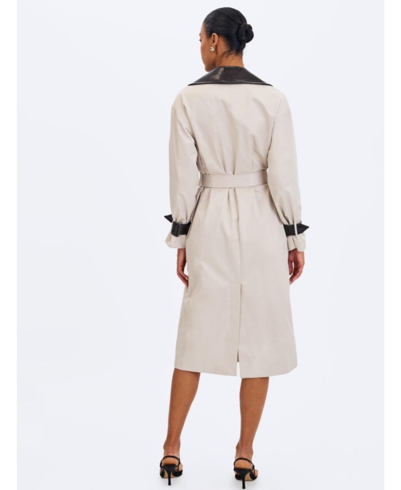 Women's Umber Oyster Double-Breasted Lapel Trench Coat