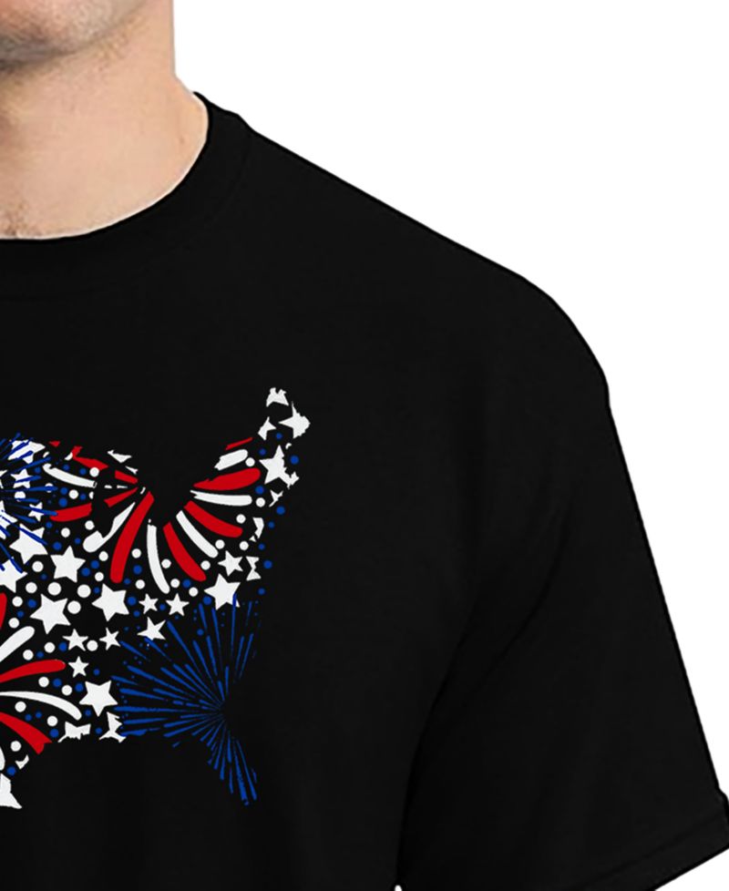 Men's USA Fireworks and Stars Word Art T-Shirt