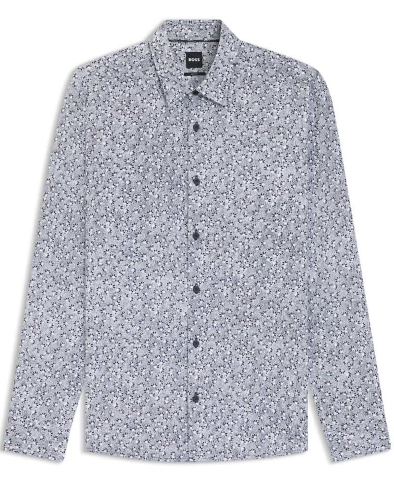 Men's Printed Cotton Blend Slim-Fit Dress Shirt