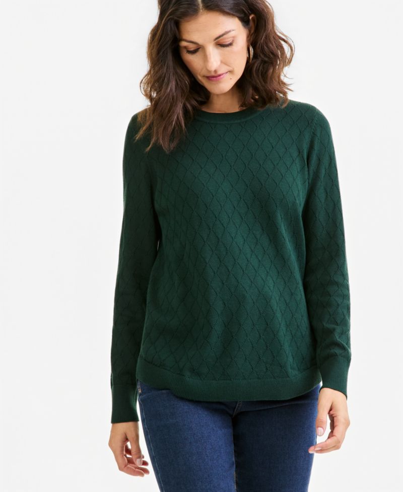 Women's Cotton Curved-Hem Sweater