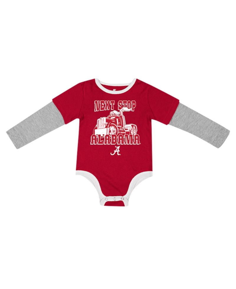 Baby Boys and Girls Cardinal Alabama Crimson Tide Next Stop Long Sleeve Bodysuit