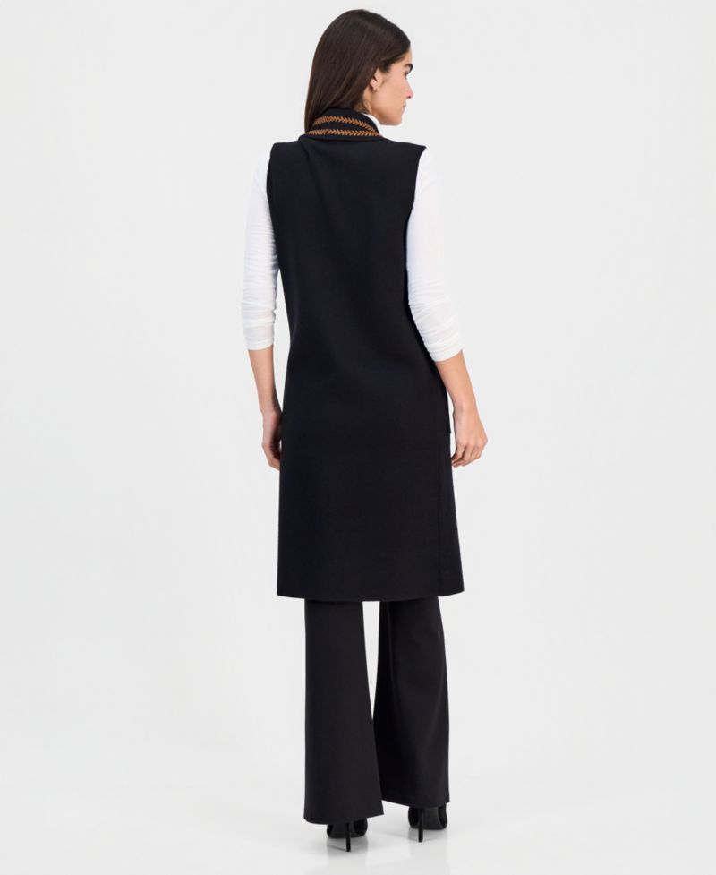 Women's Whipstitch Sleeveless Open-Front Cardigan