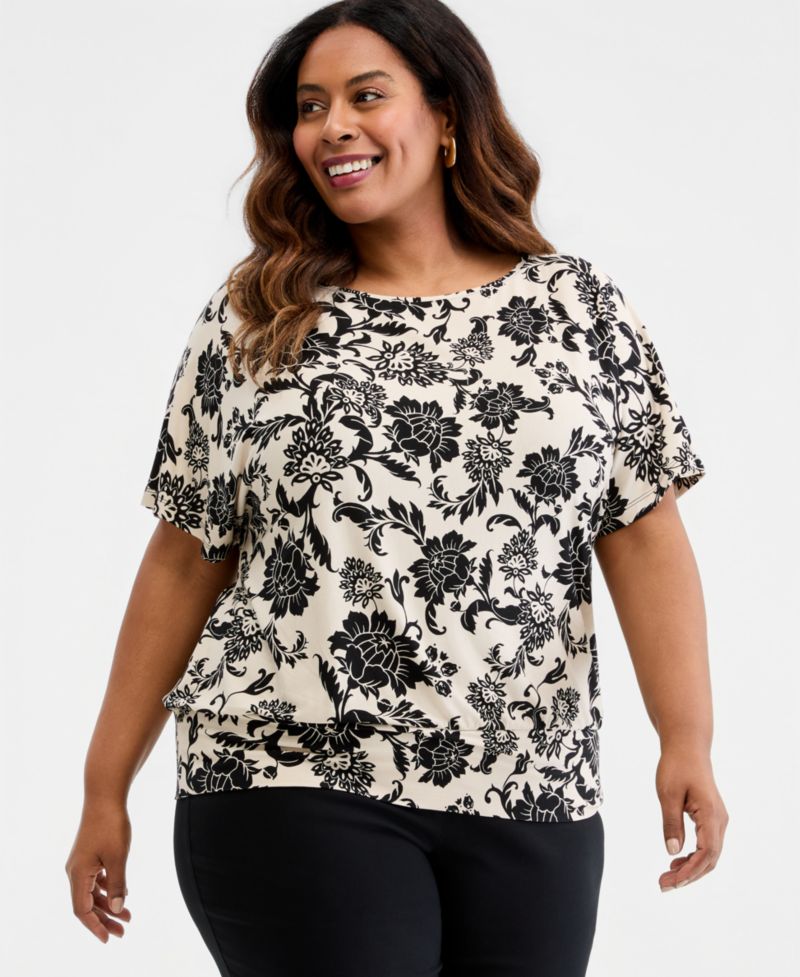 Petite Bianca Floral Banded-Hem T-Shirt