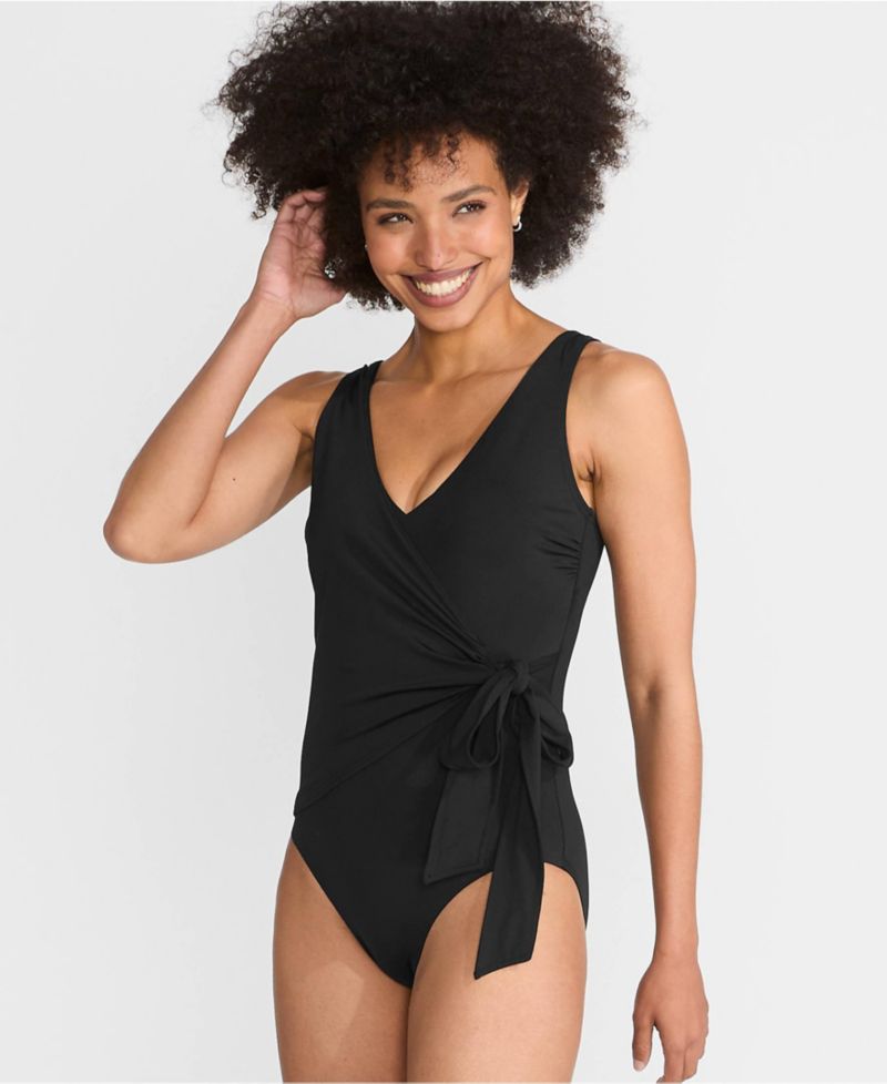 Women's Side Tie Wrap One Piece Swimsuit