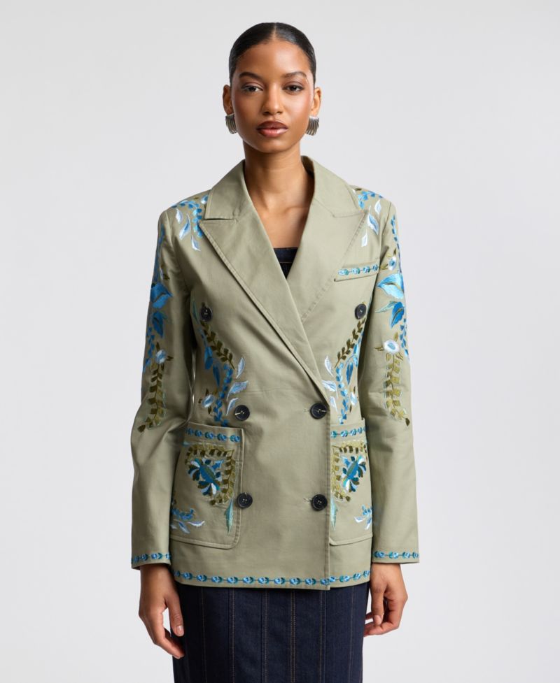 Women's Embroidered Double-Breasted Blazer