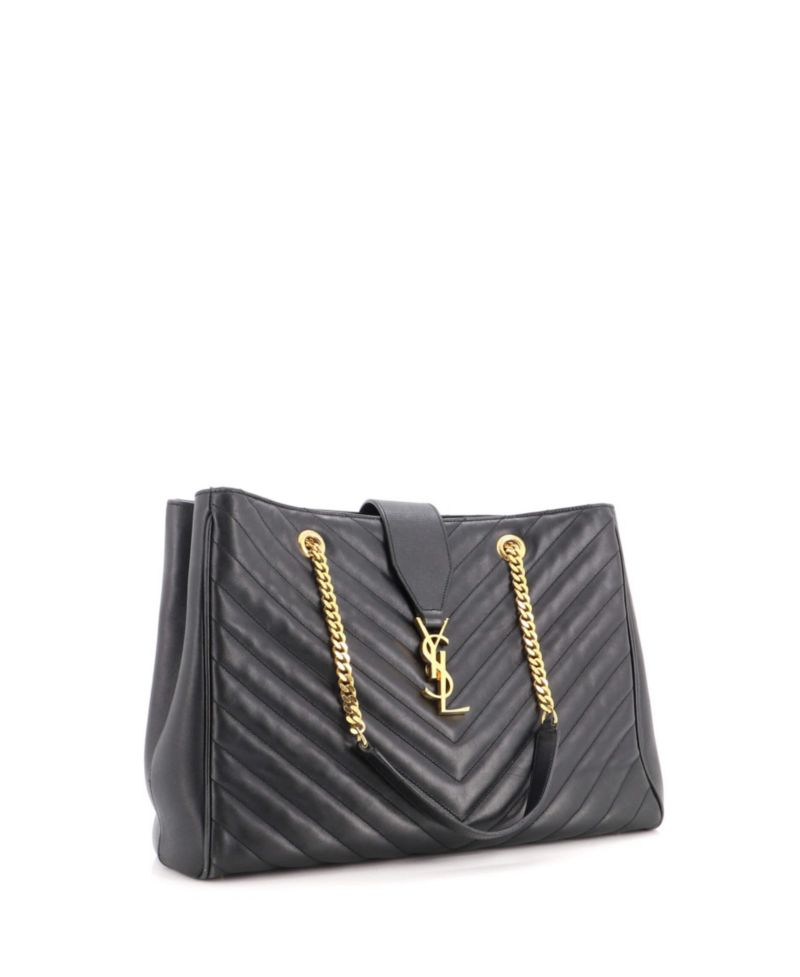 Large Classic Monogram Shopper Matelasse Chevron Leather