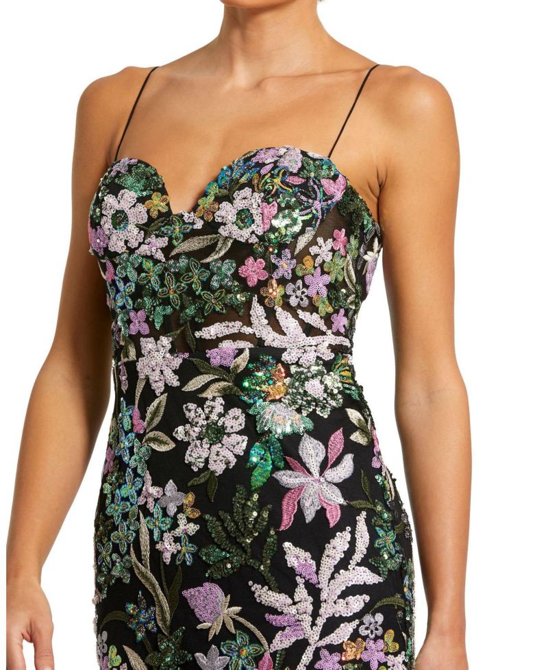 Women's Floral Embroidered Bustier Trumpet Gown