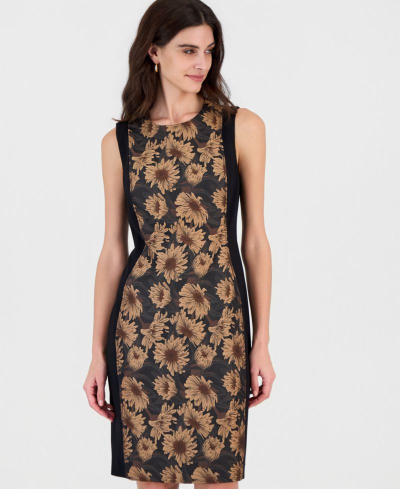 Women's Sleeveless Jacquard Sheath Dress