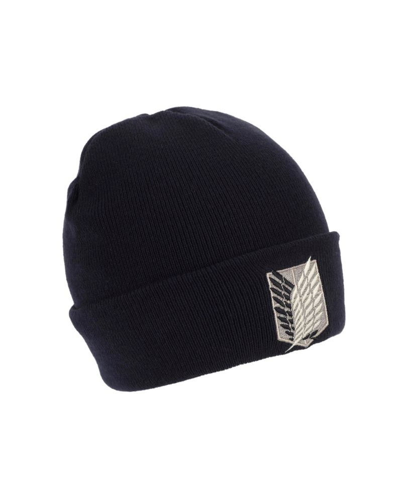 Men's Embroidered Survey Corps Logo Black Cuff Beanie