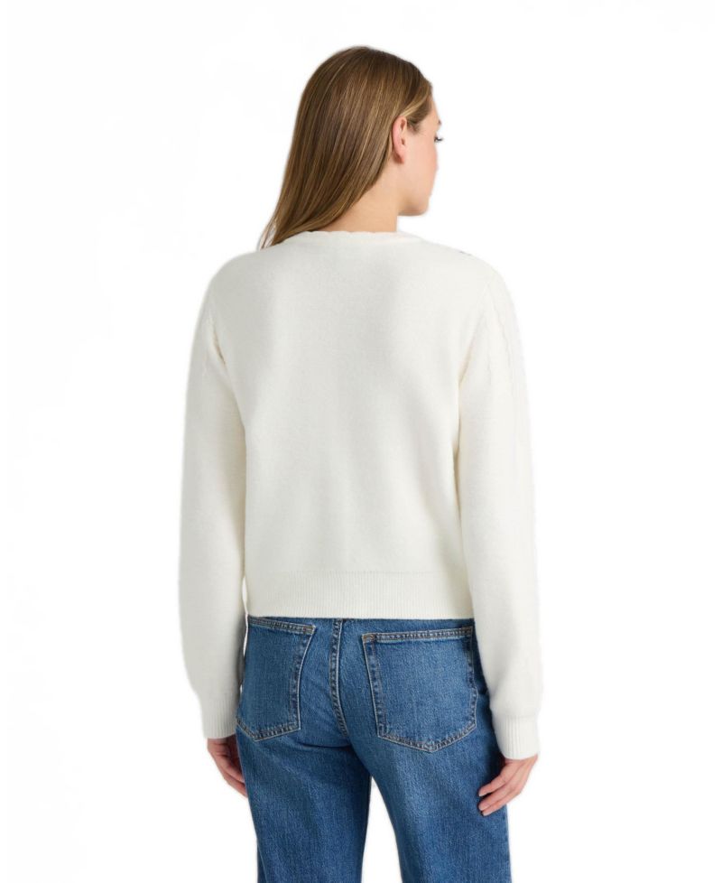 Women's Floral Scalloped Crew Neck Cardigan