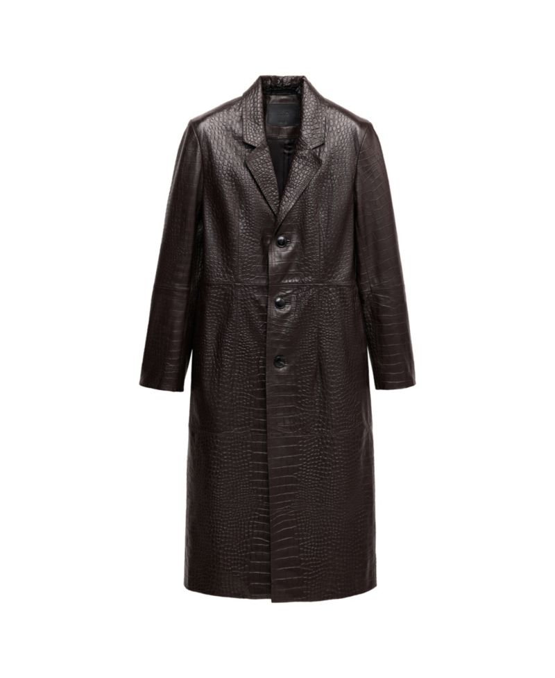 Women's Selection Croco-Effect Leather Long Coat