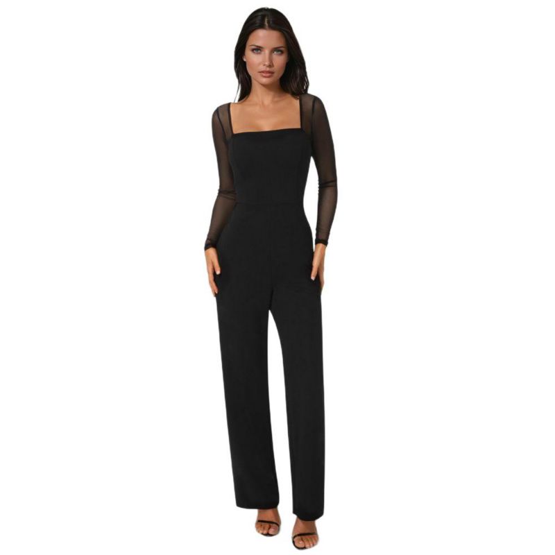 Women's Scuba Mesh Square Neck Jumpsuit