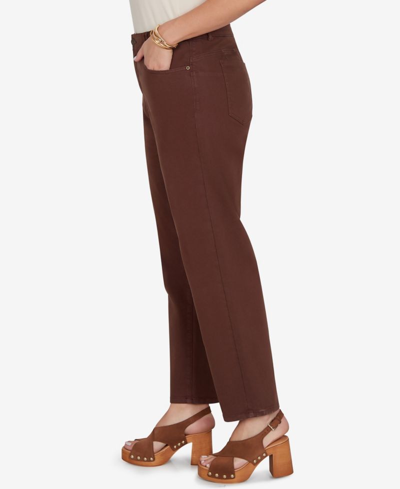 Plus Size Colored Denim Mid-Rise Straight Pants