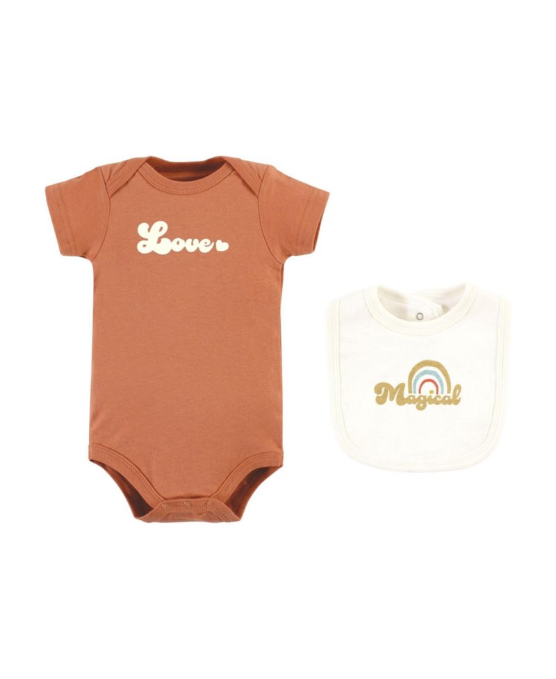 Baby Girls Hudson Cotton Sleep and Play, Bodysuit and Bandana Bib Set