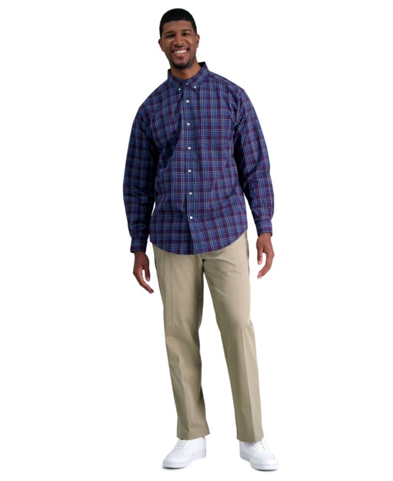 Men's Big & Tall Iron Free Premium Khaki Classic-Fit Flat Front Pant