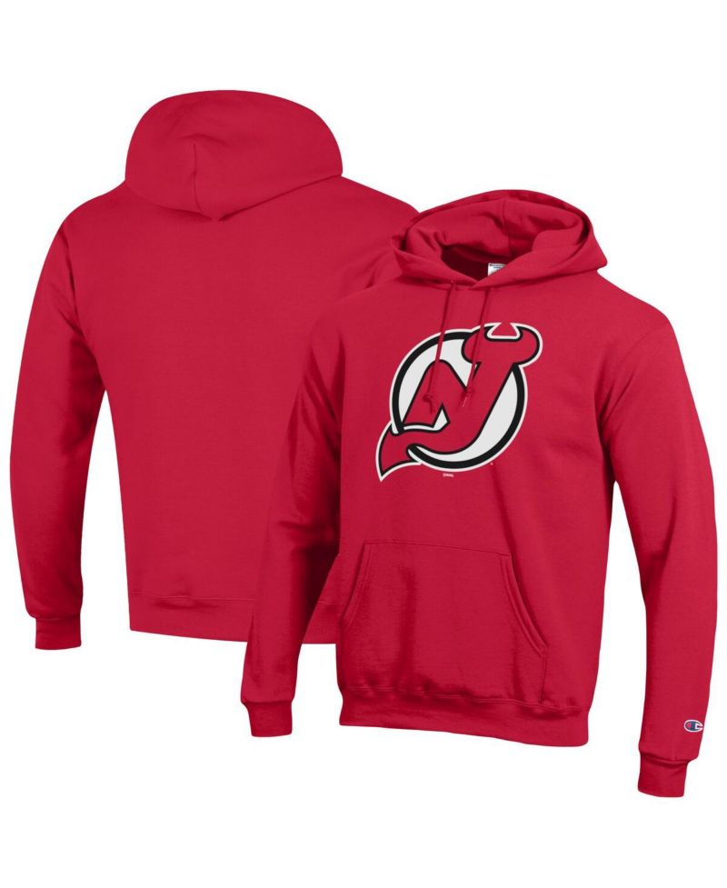 Men's Red New Jersey Devils Primary Logo 1-Hit Pullover Hoodie