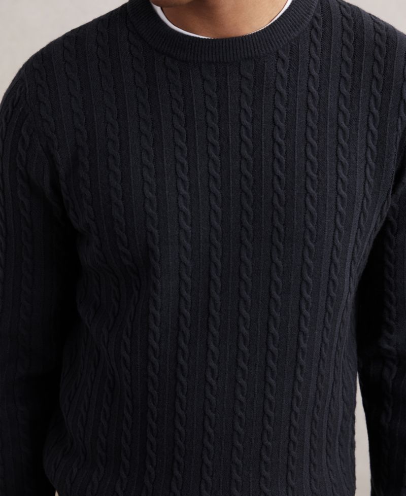 Men's Luca Regular Fit Cable-Knit Wool-Blend Sweater