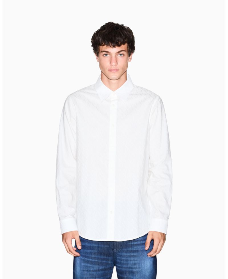 Men's Regular-Fit Cotton Jacquard Allover Logo Shirt