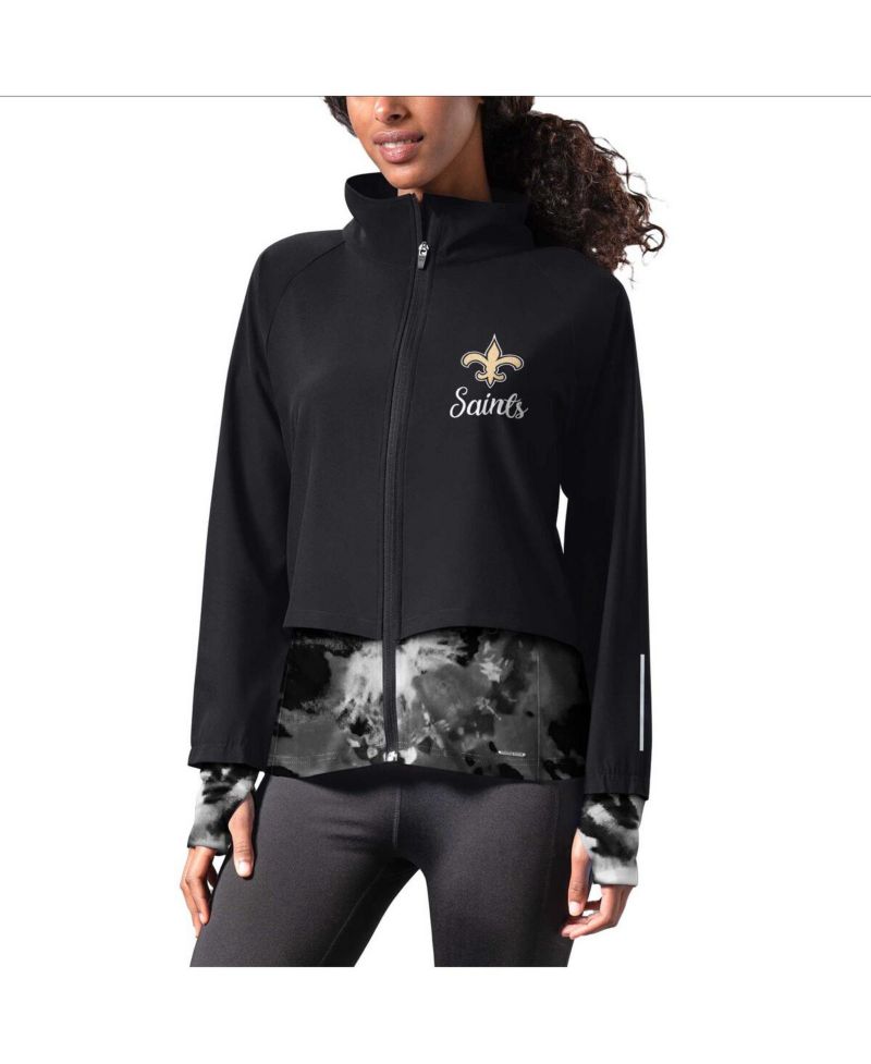 Women's Black New Orleans Saints Grace Raglan Full-Zip Running Jacket