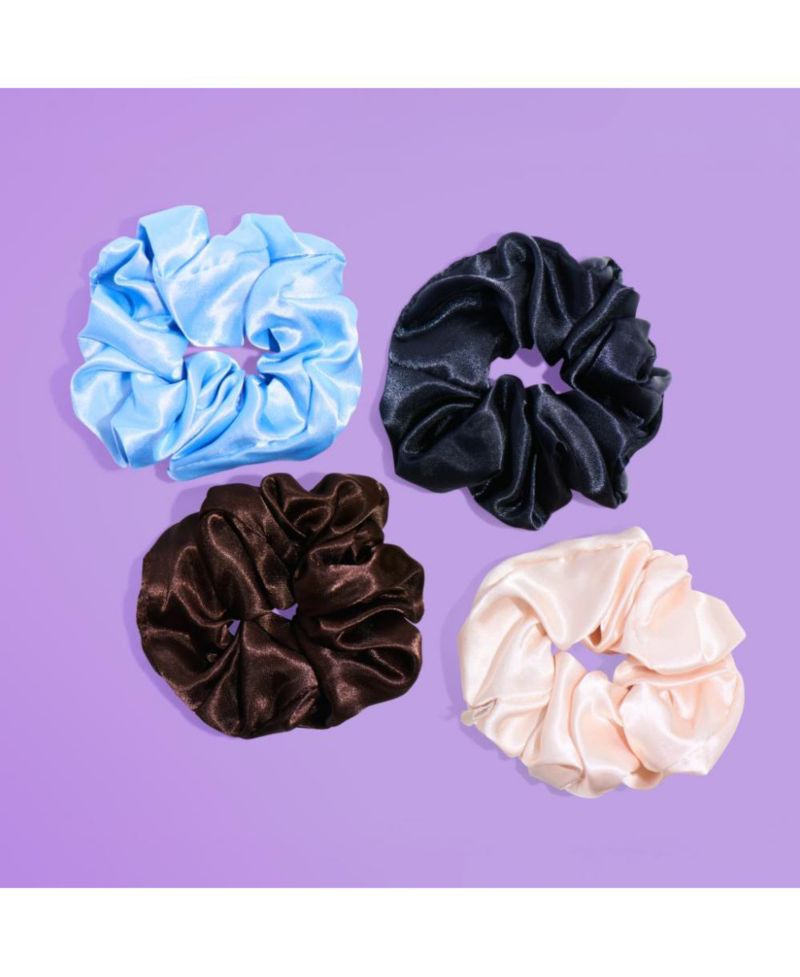 Large Satin Hair Scrunchies Soft, No Breakage Scrunchies Perfect for Thick Hair and Bedtime Wear 4 Pack