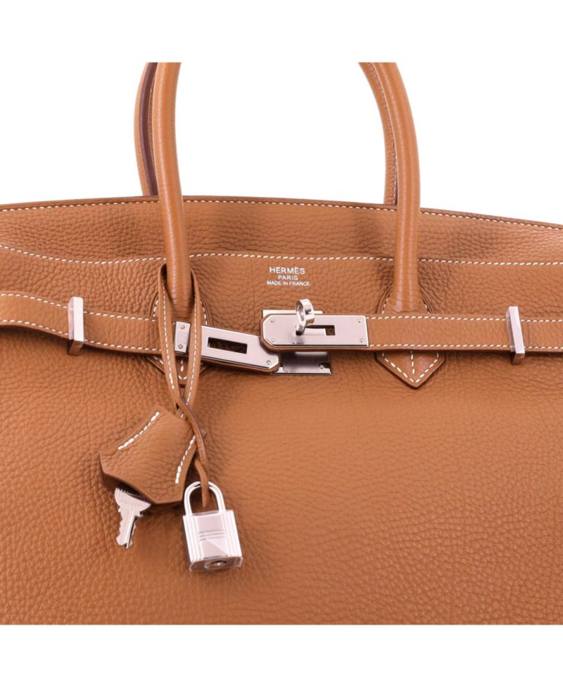 Pre-Owned Hermes Birkin 35 Handbag Brown Togo with Palladium Hardware
