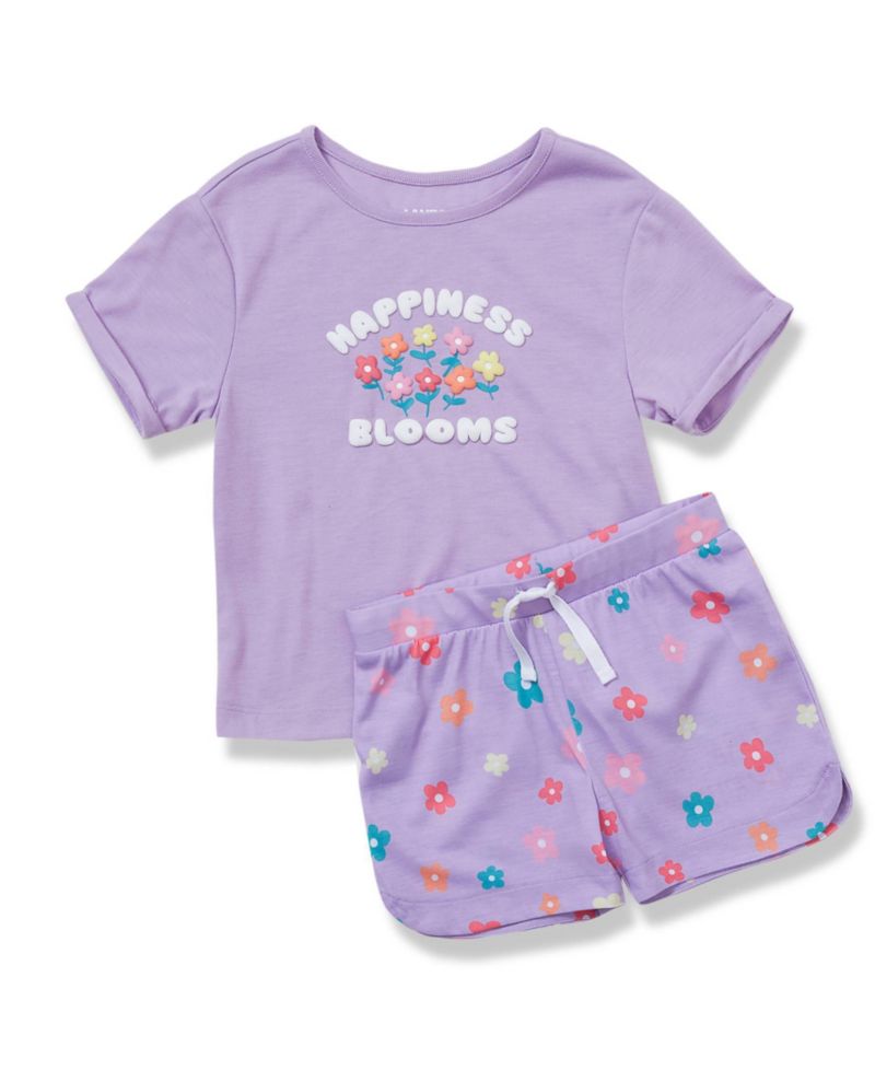 Big Girls Short Sleeve Tee and Shorts Pajama Set