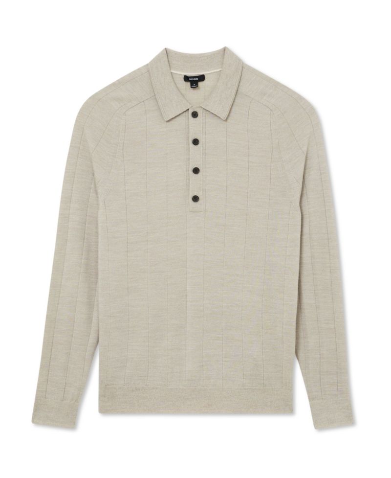 Men's Greyson Merino Wool Wide-Rib Polo Shirt