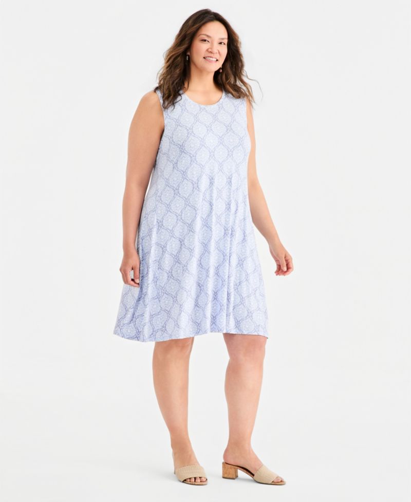 Petite Printed Sleeveless Knit Dress