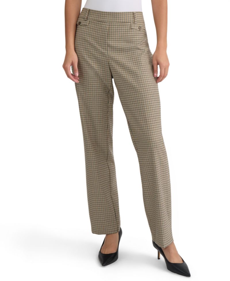 Women's Pull-On Houndstooth Mid-Rise Trousers